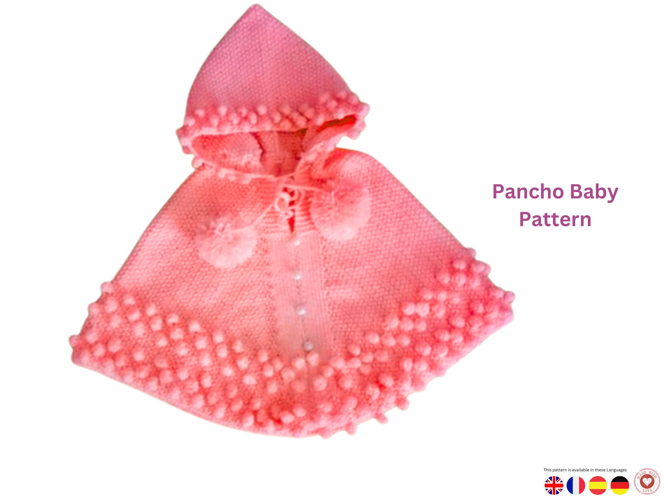 Free Baby Poncho Knitting Pattern – Hooded Popcorn Stitch Poncho