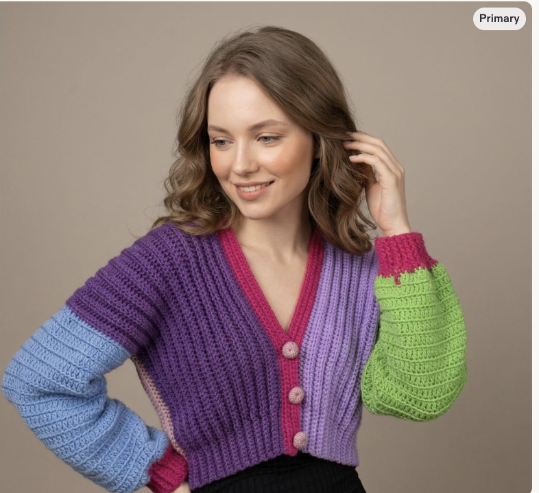 Reno Cardigan Crochet Pattern – Women’s Color Block Chunky Cardigan PDF Pattern